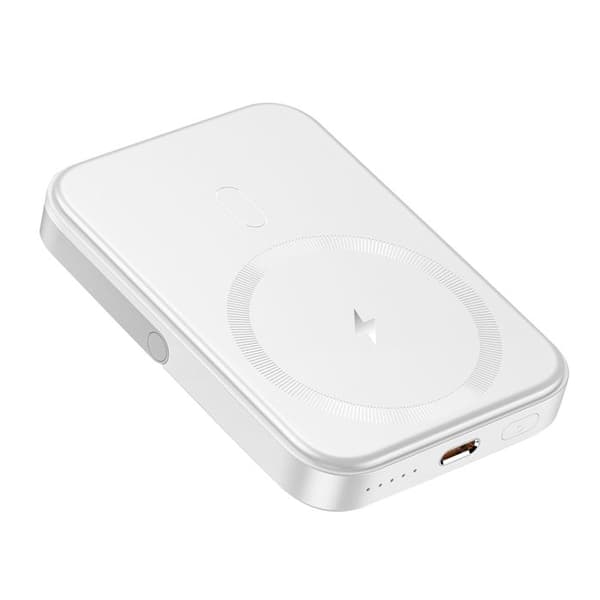 Batteri Externt MagSafe 5000 mAh Fällbart Stöd med USB C-port 20W Akashi Vit