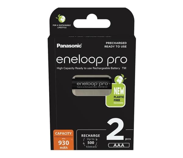 Genopladelige batterier PANASONIC ENELOOP PRO AAA 930 mAh 2 stk. (BK-4HCDE/2CP)