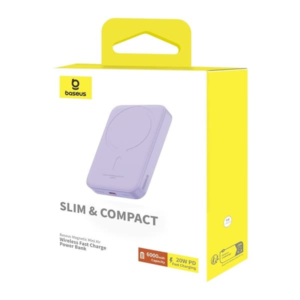 Baseus Magnetic Mini Air P10059002513-00 Litiumpolymeerivaravirtalähde 6000 mAh Violetti