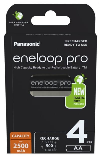 Genopladelige batterier PANASONIC ENELOOP PRO AA 2500 mAh 4 stk. (BK-3HCDE/4CP)