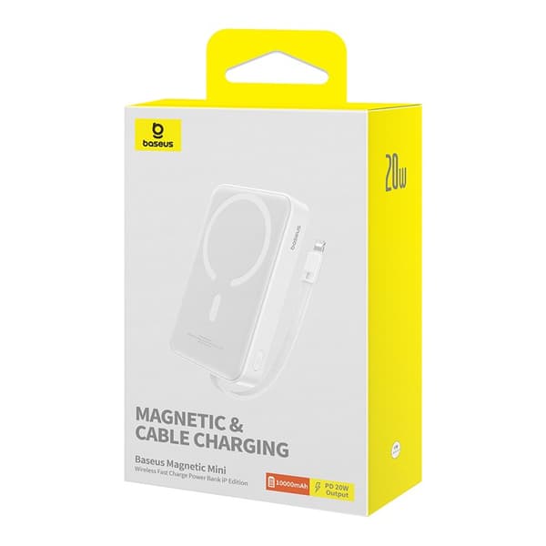 Baseus P10022109223-00 Lithium-polymer (LiPo) powerbank 10000 mAh Trådløs opladning Hvid