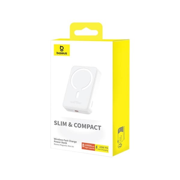 Baseus P10059001223-00 Lithium-polymer (LiPo) powerbank 10000 mAh Trådløs opladning Hvid