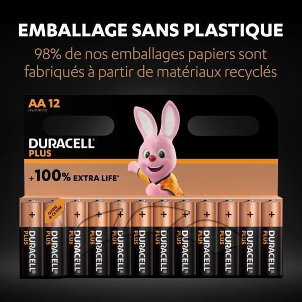 Duracell Plus AA alkaliska batterier, 1,5V LR6 MN1500, 12-pack