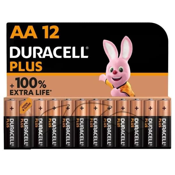 Duracell Plus AA alkaliska batterier, 1,5V LR6 MN1500, 12-pack