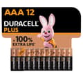 Miniatyrbild 1 av 6: Duracell Plus AAA alkaliska batterier, 1,5V LR03 MN2400, 12 st