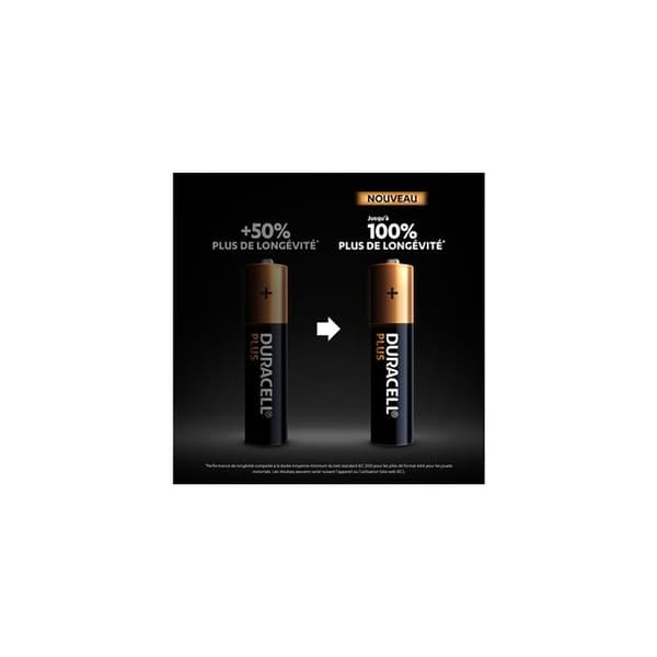 4 DURACELL 100% Plus LR03/AAA (1,5V) alkaliska batterier