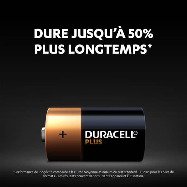 Duracell Plus, set med 4 alkaliska batterier typ C 1,5 Volt, LR14