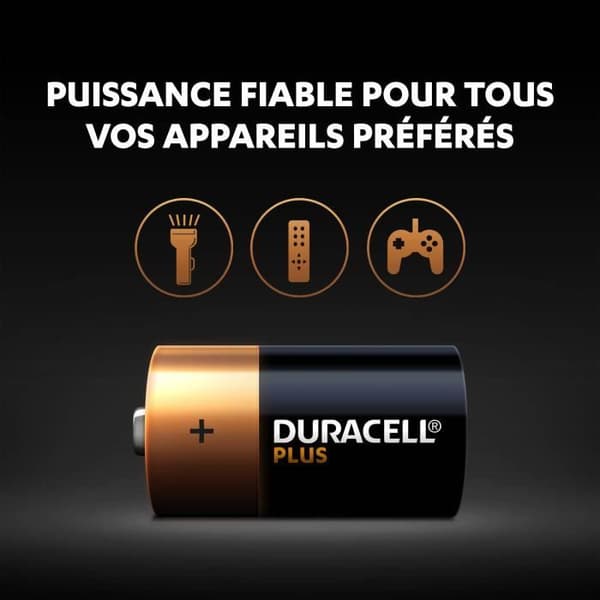Duracell Plus, set med 4 alkaliska batterier typ C 1,5 Volt, LR14