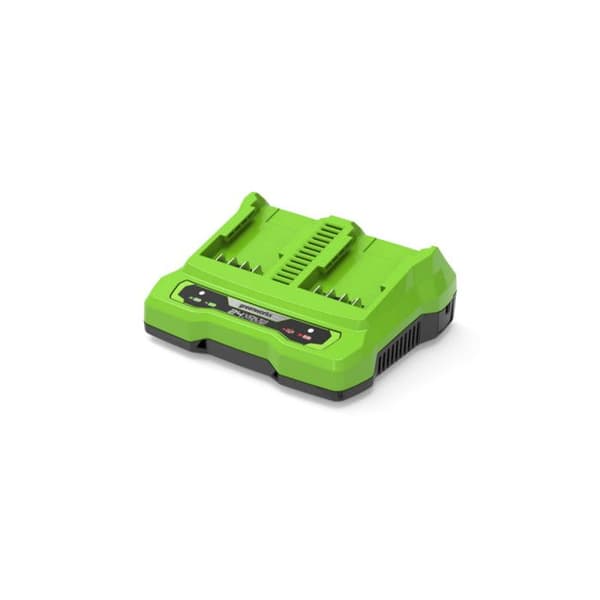 Greenworks Tools Universal Greenworks 24V Dual Slot Batteriladdare G24X2UC4 (Li-Ion 24V 48W Utgång 4A Grön