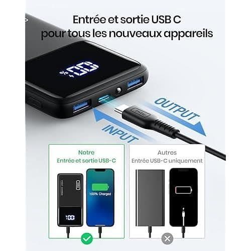 INIU 10500mAh Externt batteri - PD3.0 QC4.0 Snabbladdning - iPhone Samsung iPad Pro - Svart