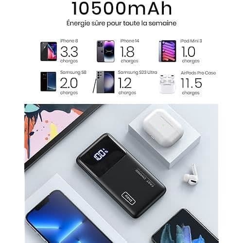 INIU 10500mAh Externt batteri - PD3.0 QC4.0 Snabbladdning - iPhone Samsung iPad Pro - Svart