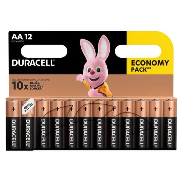 12 Duracell Basic AA LR06 MN1500 batterier