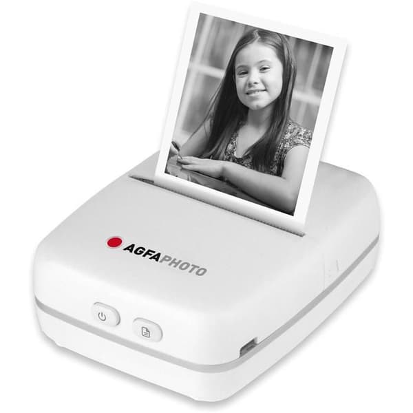 AGFA PHOTO Realipix Pocket P - Bärbar termisk fotoskrivare (svartvit utskrift utan bläck, Bluetooth, batteri