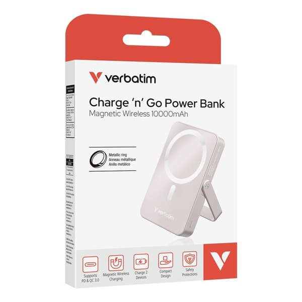 Batteri Externt - VERBATIM - Ladda 'n' Gå - 10 000 mAh - MagSafe - Snabbladdning 15 W
