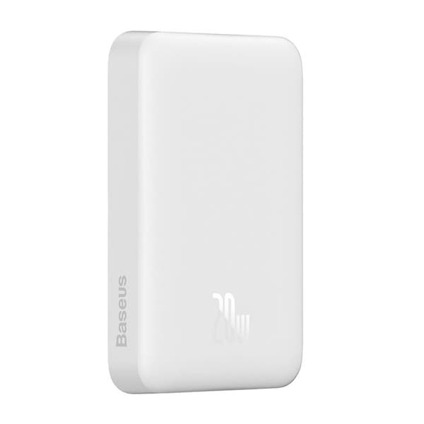 Baseus - Magnetic Mini externt batteri (PPCX070002) - USB-C, MagSafe, 10000mAh, 20W, med Type-C-kabel, 60W, 30cm - Vit