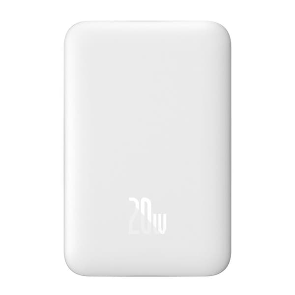 Baseus - Magnetic Mini externt batteri (PPCX070002) - USB-C, MagSafe, 10000mAh, 20W, med Type-C-kabel, 60W, 30cm - Vit