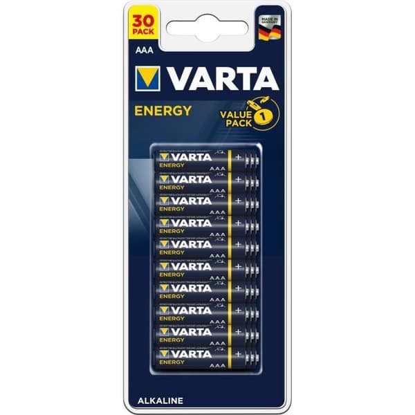 VARTA Familjepaket med 30 Energy AAA (LR03) 1,5V alkaliska batterier