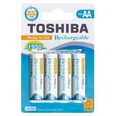 4 Toshiba förladdade AA-batterier HR06 1950 mAh