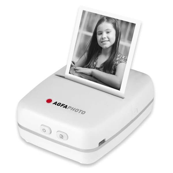 AGFA PHOTO Realipix Pocket P - Bärbar termisk fotoskrivare (svartvit utskrift utan bläck, Bluetooth, batteri