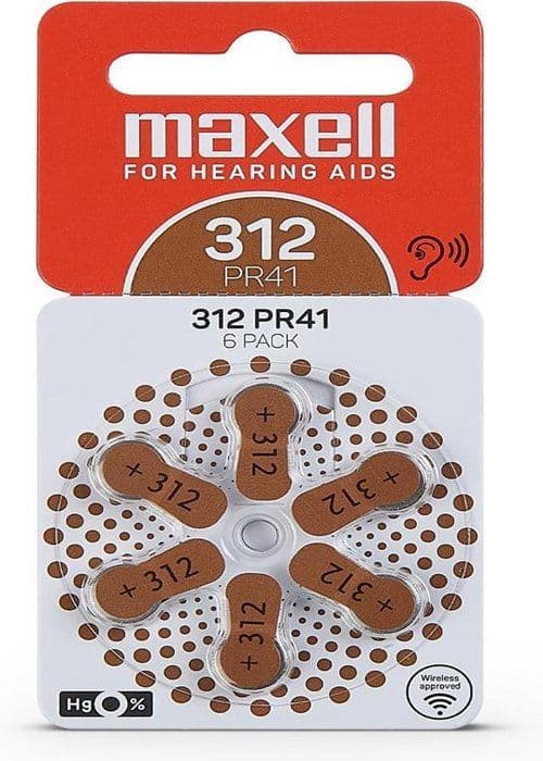Hörapparatbatterier 312 1,45V 180mAh BL6 MAXELL