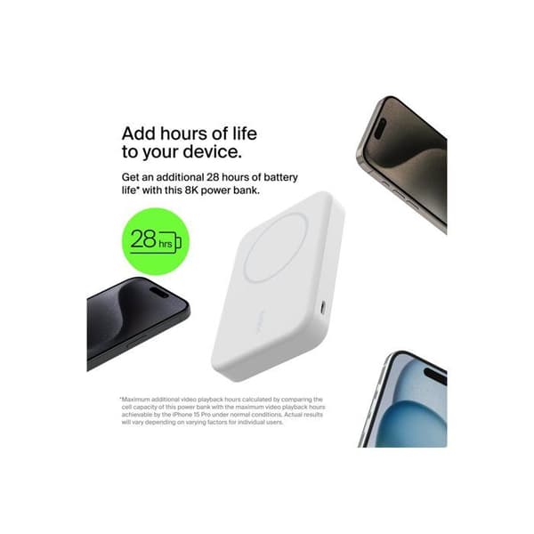 Trådlös power bank - Belkin - BoostCharge Pro - 8000 mAh - Qi2 - 15 Watt