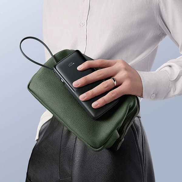 Batteri 20 000 mAh, 20 W, inbyggd C-typ kabel - Baseus Bipow 2 (P10077101113113-01) - Svart