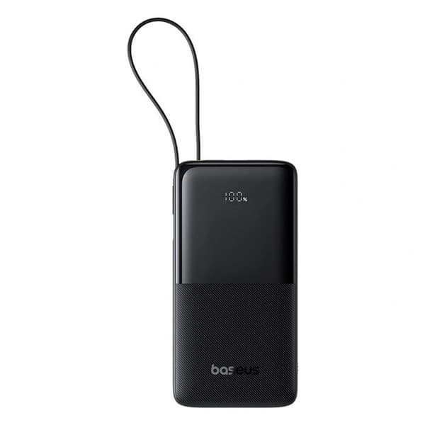 Batteri 20 000 mAh, 20 W, inbyggd C-typ kabel - Baseus Bipow 2 (P10077101113113-01) - Svart