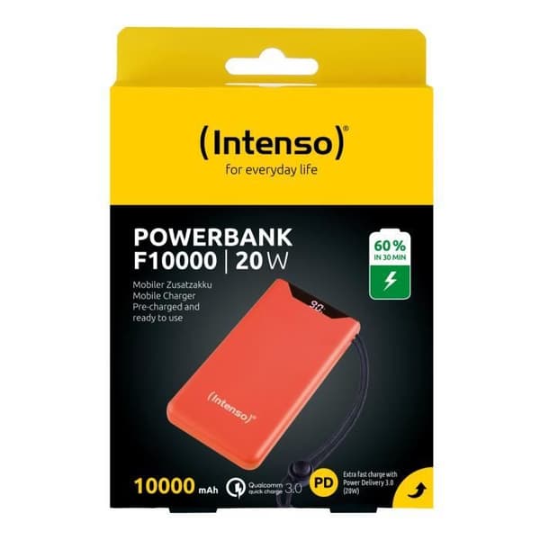 Intenso Power Bank F10000 10000mAh 20W Snabbladdning USB-A/C Orange