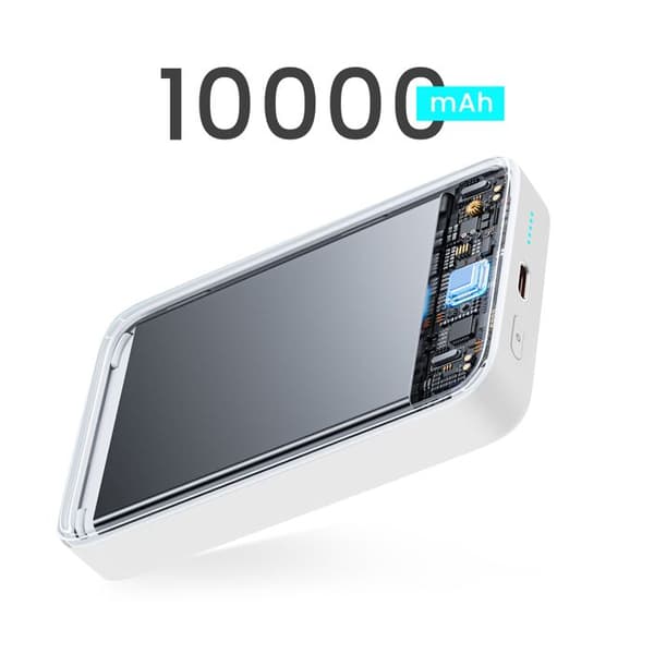 MagSafe Extern Batteri 10000mAh – USB-C Port 20W och Fällbart Stöd Bwoo Vit