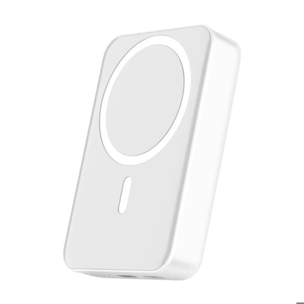 MagSafe Extern Batteri 10000mAh – USB-C Port 20W och Fällbart Stöd Bwoo Vit
