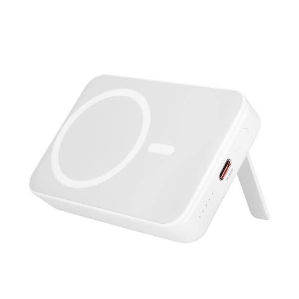 MagSafe Extern Batteri 10000mAh – USB-C Port 20W och Fällbart Stöd Bwoo Vit