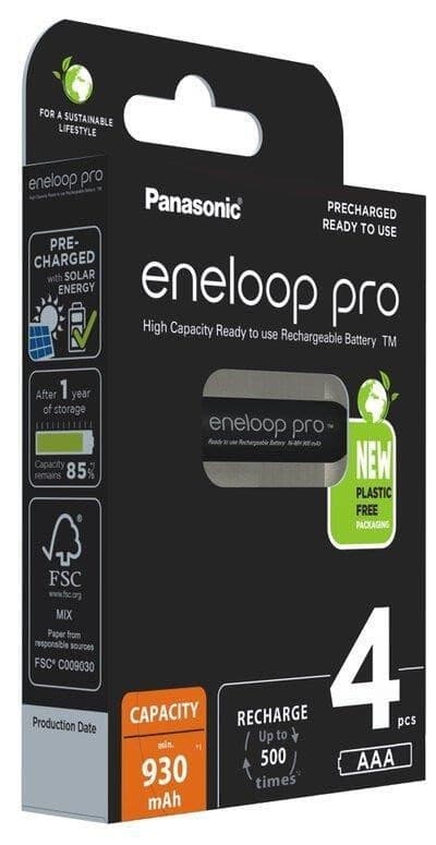 PANASONIC ENELOOP PRO AAA 930 mAh ladattavat paristot, 4 kpl (BK-4HCDE/4CP)