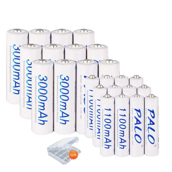 Genopladelige batterier, 12V Ni-MH, AA 3000mAh / AAA 1100mAh, 12AA-12AAA, 1,2V