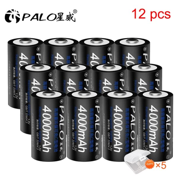 Genopladeligt C-batteri, 12V NI-MH, 4000mAh, 12 stk C-batteri