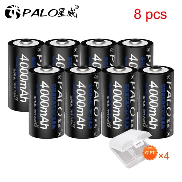Genopladeligt C-batteri, 12V NI-MH, 4000mAh, 8 stk C-batteri