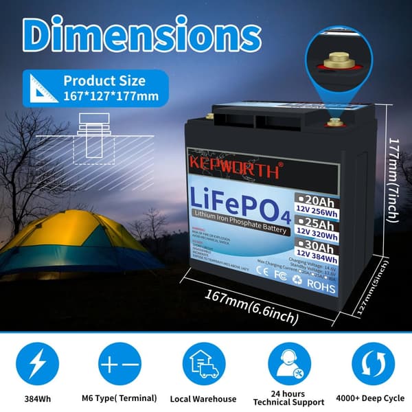 12V 30Ah LiFePO4 Batteri, Høj Effektivitet, Indbygget BMS,12V 30Ah