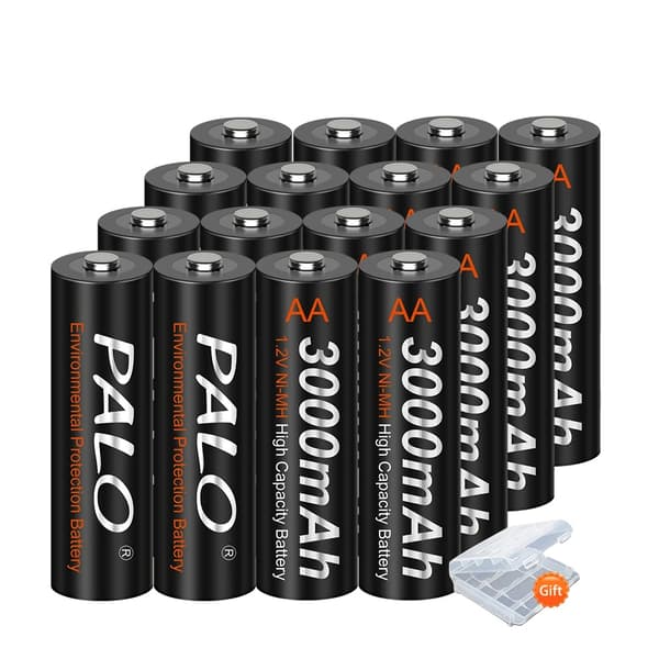 Uppladdningsbart AA-batteri, 3000mAh kapacitet, låg urladdning, 16 st batterier