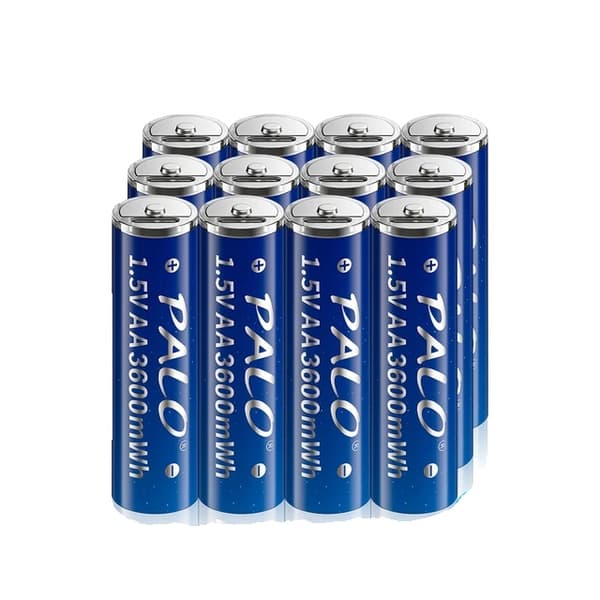 AA Lithium Ion Batteri, 3600mWh Kapacitet, Genopladelig med USB Kabel, 12PCS AA