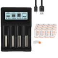Miniatyrbillede 1 af 2: Genopladeligt CR123A batteri, 800mAh kapacitet, inkluderet oplader., 12 Batteri 1 Oplader