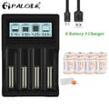 Miniatyrbillede 2 af 2: Genopladeligt CR123A batteri, 800mAh kapacitet, inkluderet oplader., 8 Batteri 1 Oplader