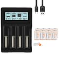 Miniatyrbillede 1 af 2: Genopladeligt CR123A batteri, 800mAh kapacitet, inkluderet oplader., 8 Batteri 1 Oplader