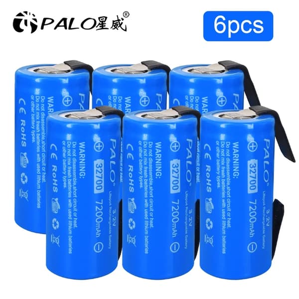 Genopladeligt batteri, 7200mAh kapacitet, 5C afladningshastighed, 6 stk 32700 batteri