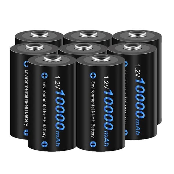 Genopladeligt D-størrelse batteri, 12V Høj kapacitet, 10000mAh, 8 stk