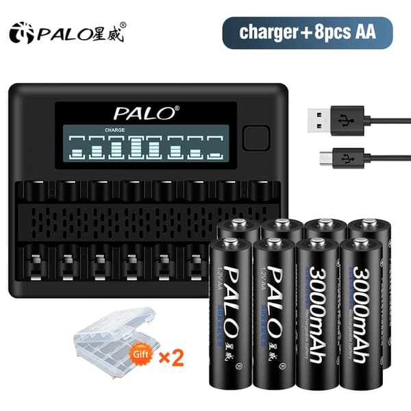 Genopladelige batterier, 100% originale, 12V 3000mAh, 8 AA 1 oplader