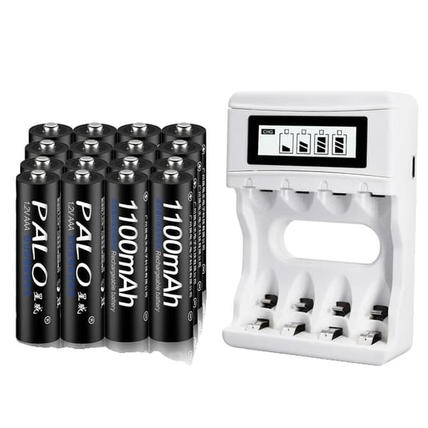 Genopladelige AAA-batterier, 1100mAh kapacitet, Ni-MH-teknologi, 16AAA og 1 oplader