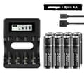 Miniatyrbillede 1 af 2: Genopladeligt AA Lithium Batteri, 3400 mWh Kapacitet, Ideelt til Ure og Legetøj, 8 batteri 1 oplader