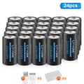 Miniatyrbillede 2 af 2: Genopladeligt 3,7V CR123A Batteri, 2550mWh Kapacitet, USB Type-C Opladning,24 stykker