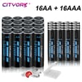Miniatyrbillede 2 af 2: Genopladelige AA- og AAA-batterier, 3000 mAh batterikapacitet, USB-opladning,16AA-16AAA Batteri