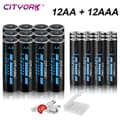 Miniatyrbillede 2 af 2: Genopladelige AA- og AAA-batterier, 3000 mAh batterikapacitet, USB-opladning,12AA-12AAA Batteri