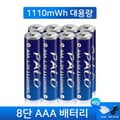 Miniatyrbillede 2 af 2: Genopladeligt AAA-batteri, 1110mWh kapacitet, USB-genopladeligt, 8PCS AAA